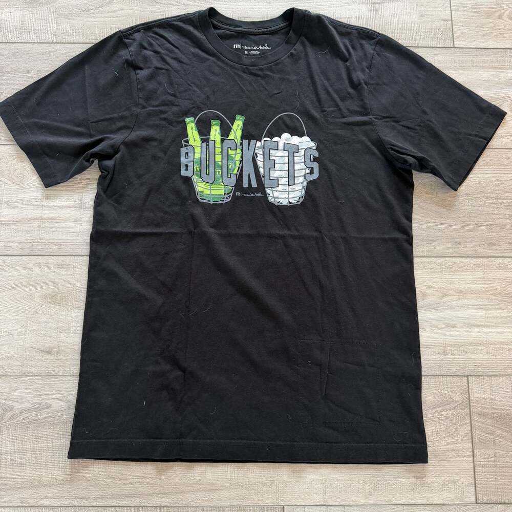 TravisMathew Mens M Black T-Shirt Buckets Graphic
